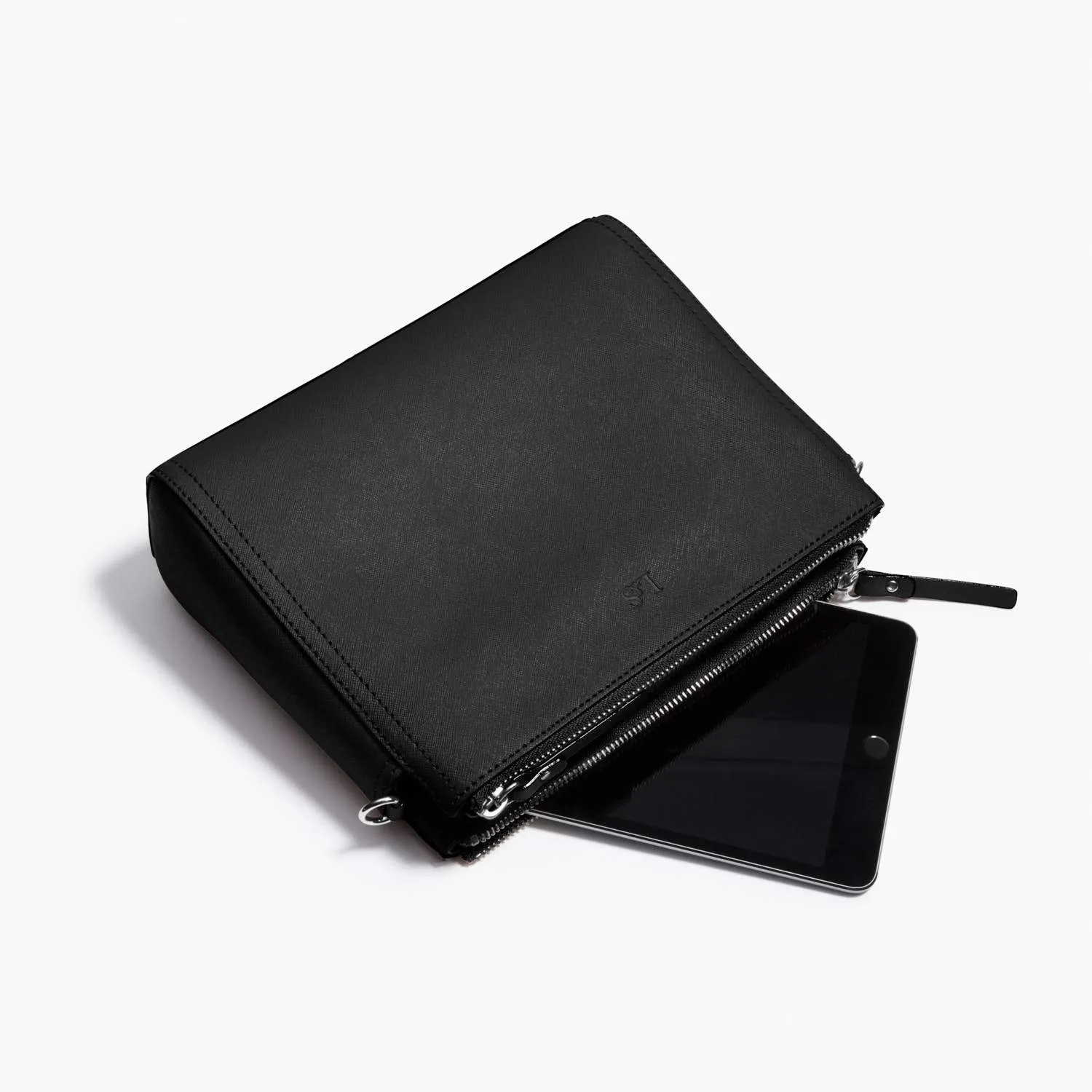 The Pearl - Saffiano Leather - Black / Silver / Grey