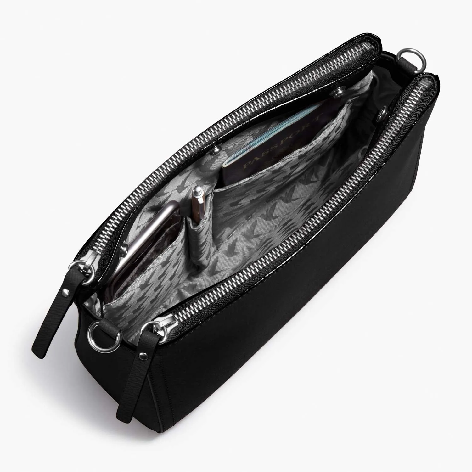 The Pearl - Saffiano Leather - Black / Silver / Grey
