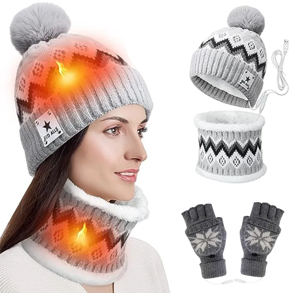 USB Electric Heating Scarf Gloves