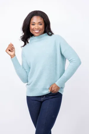 Vince Boiled Funnel Neck Pullover in Aqua Gem