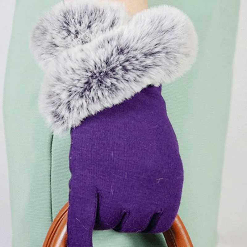 Winter Cashmere Fur Wrist Gloves