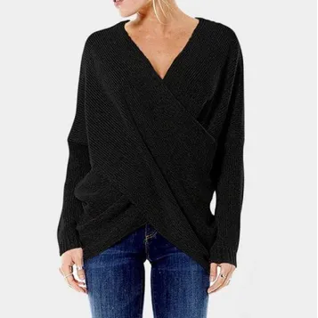 Women's Elegant Cashmere Criss Cross Sweater | Ideal for Autumn/Winter