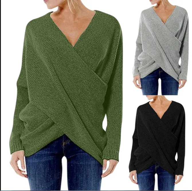 Women's Elegant Cashmere Criss Cross Sweater | Ideal for Autumn/Winter