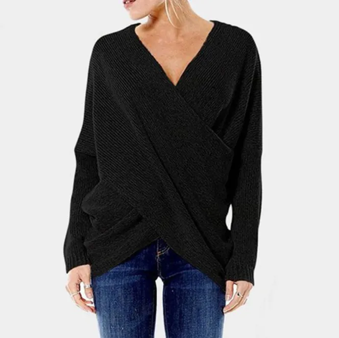 Women's Elegant Cashmere Criss Cross Sweater | Ideal for Autumn/Winter