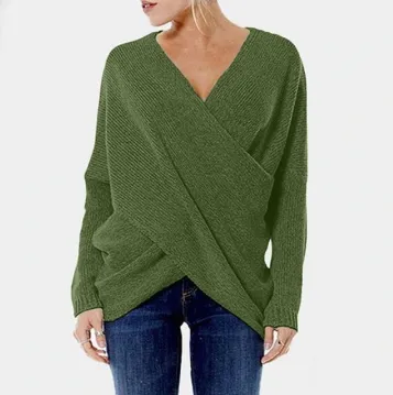 Women's Elegant Cashmere Criss Cross Sweater | Ideal for Autumn/Winter